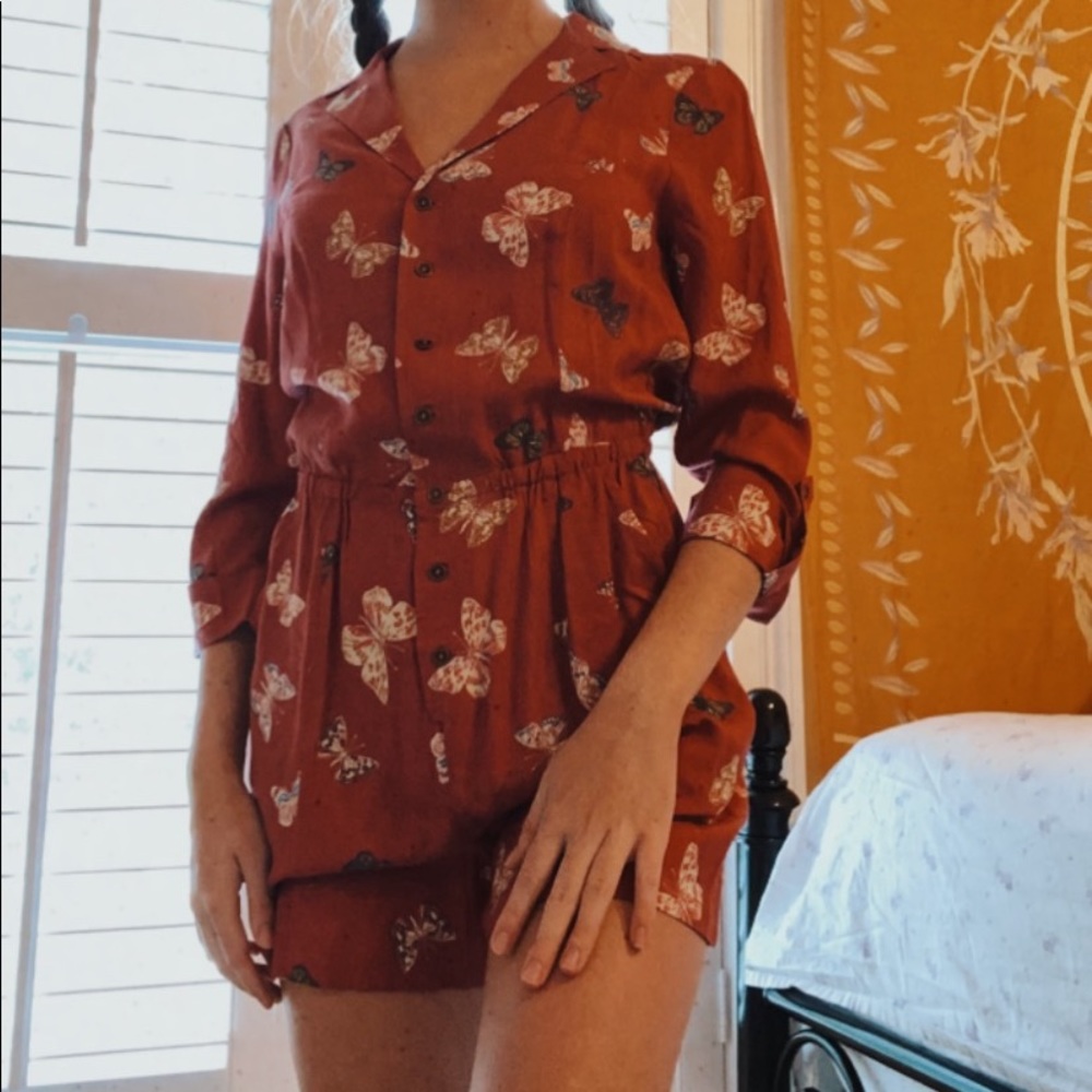 Modcloth Pink Butterfly Romper